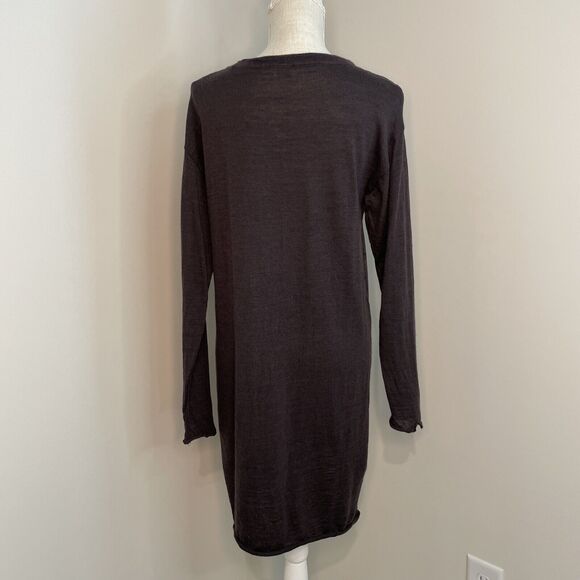 Poetry Silk Floral Panel Merino Wool Long Sleeve Plum Shift Dress Women's Size 8 - Picture 3 of 16